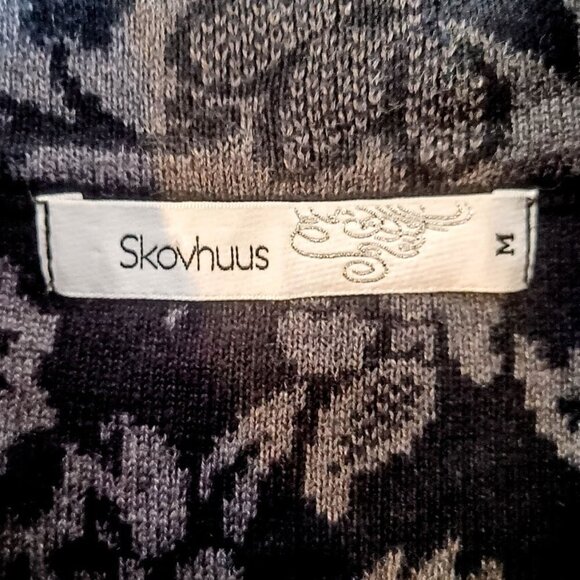 Skovhuus Denmark Black Grey Floral Print Cotton Cardigan - Picture 4 of 5